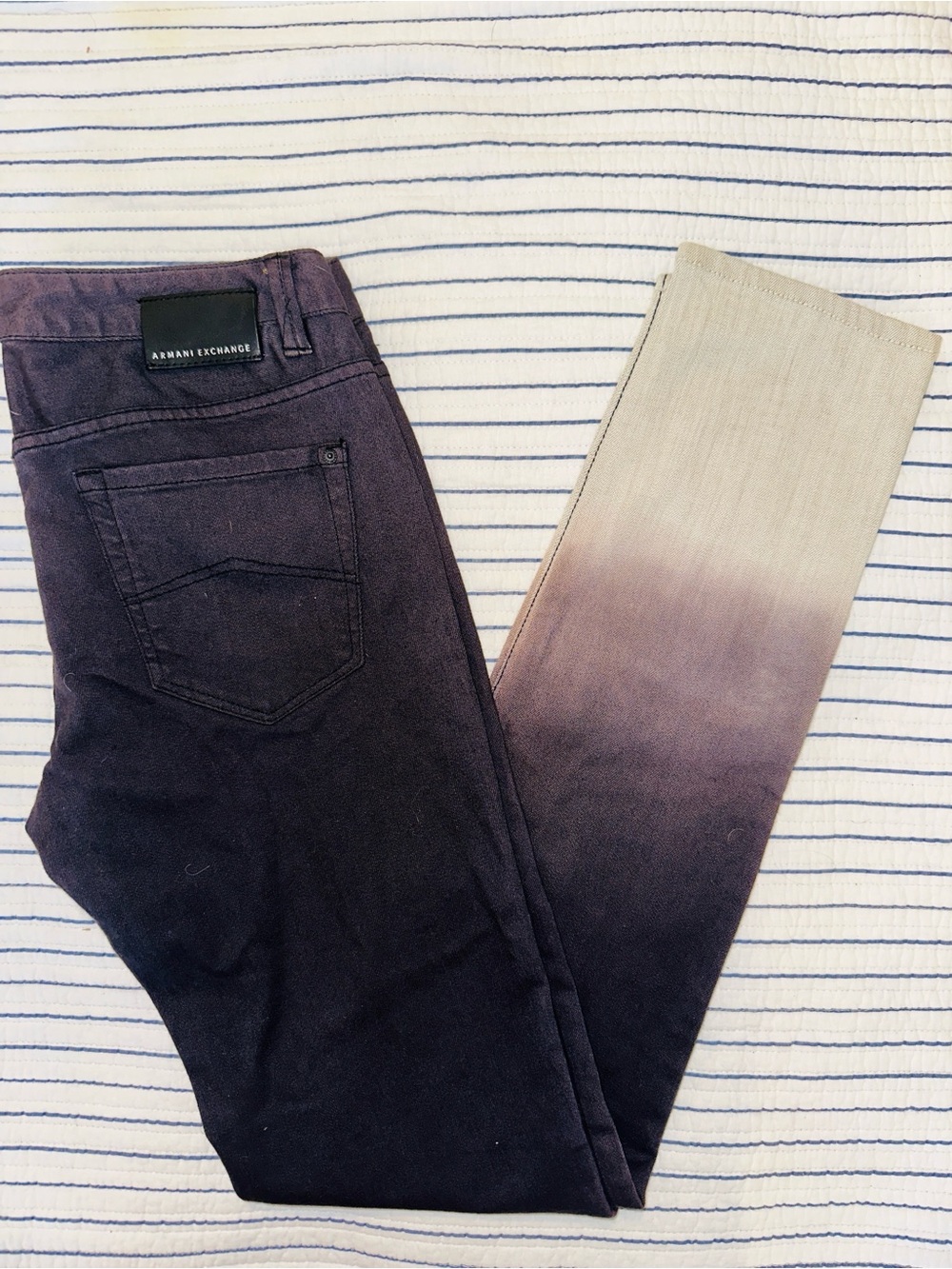 Armani Exchange Deep Purple to Cream Ombre Skinny Jeans